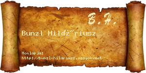 Bunzl Hiláriusz névjegykártya